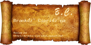 Brankó Cipriána névjegykártya